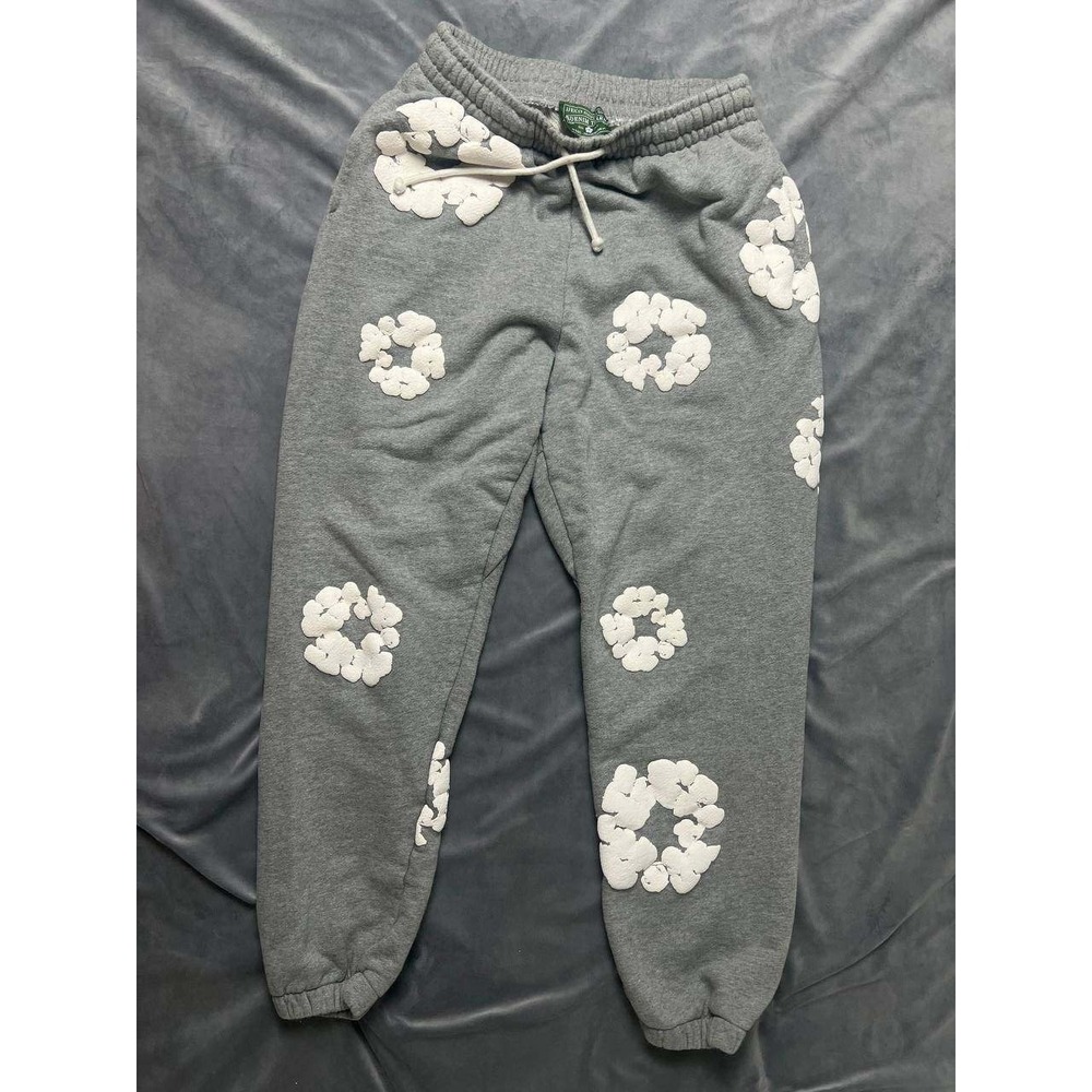 Denim Tears Cotton Wreath Sweatpants Small Grey Puff Print Joggers Streetwear